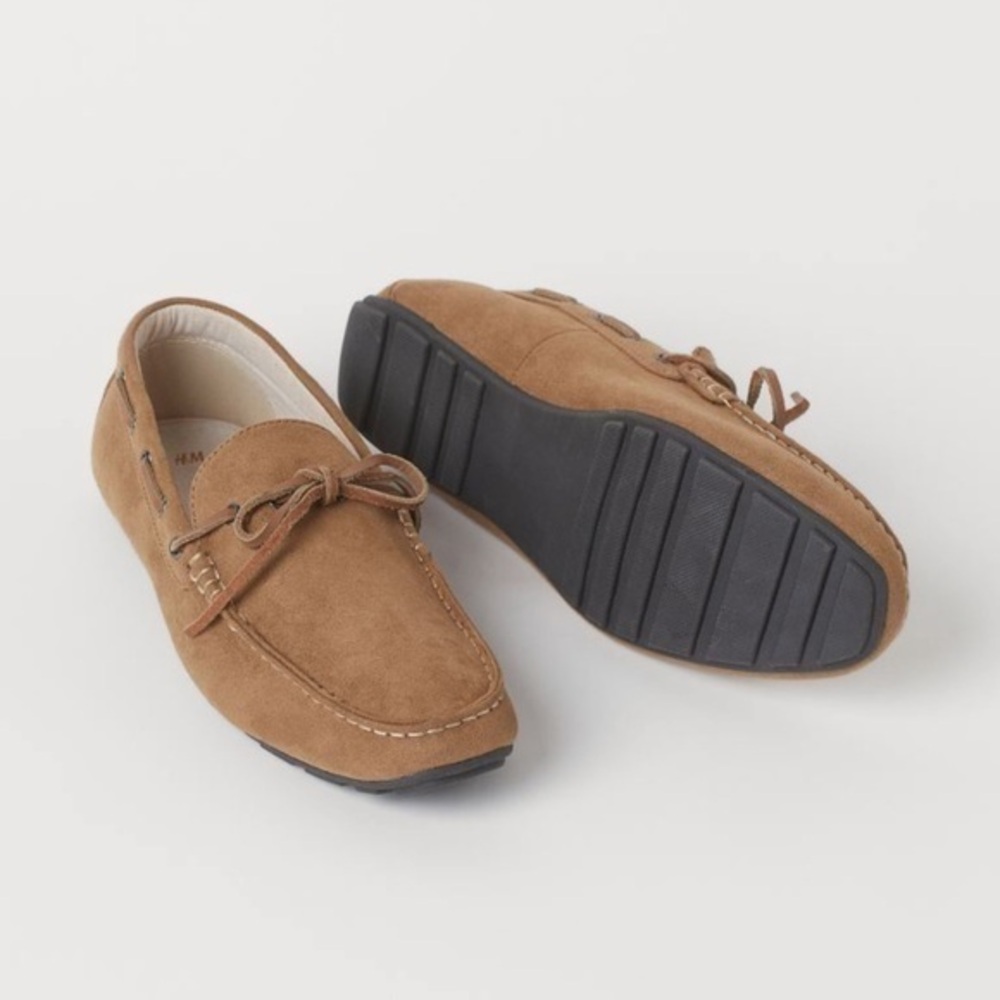 H & M faux suede loafers men’s dark beige 7.5/40